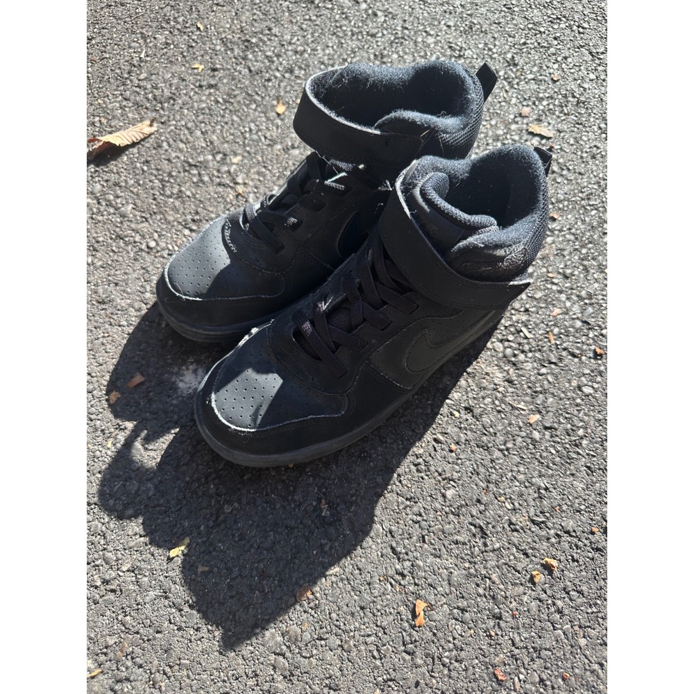 Nike Court Borough Mid Triple Black Kids Sneakers 870026-001 Size 13.5C